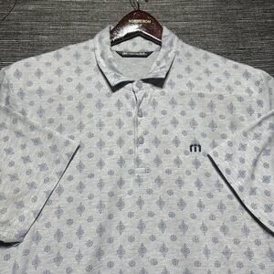 Travis Mathew Polo Shirt Men's XL Gray Geometric Atole Short Sleeve Golf